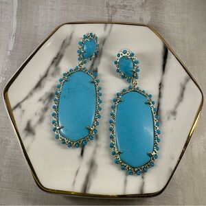 Kendra Scott Parson Tuqoise and Gold Stone Drop Earrings